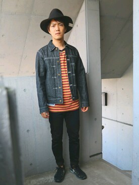 「CALEE（キャリー）のアイテム（デニムジャケット）」を使った、yu-jさん（メンズ・169cm）の春コーディネート