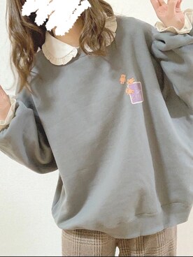 「OLIVE des OLIVE（オリーブデオリーブ）のアイテム（スウェット、ブルー系）」を使った、milu.さん（レディース・154cm）の冬コーディネート
