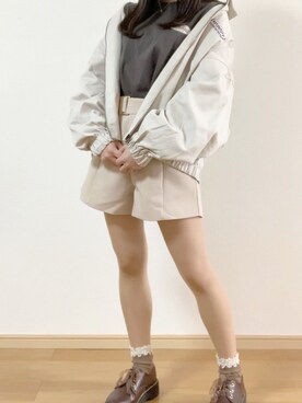 「OLIVE des OLIVE（オリーブデオリーブ）のアイテム（トップス、ブラック系）」を使った、milu.さん（レディース・154cm）の春コーディネート