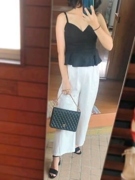 「earth（アース）のアイテム（パンツ）」を使った、Hannahさん（レディース・155cm）の夏コーディネート