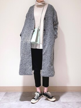 「アイテム（ノーカラーコート）」を使った、nuun＊。さん（レディース・170cm）の冬コーディネート