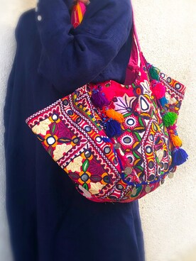「KAroba（カロバ）のアイテム（トートバッグ、ピンク系）」を使った、KArobaさんの春コーディネート