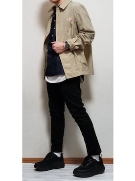 「スキニーデニム」｜「アイテム（カバーオール）」を使った、しんしんさん（メンズ・168cm）の冬コーディネート
