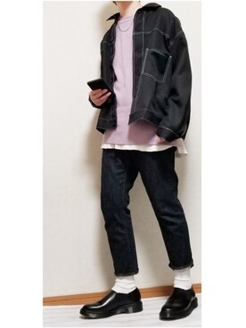 「Dr. Martens（ドクターマーチン）のアイテム（スリッポン）」を使った、しんしんさん（メンズ・168cm）の春コーディネート