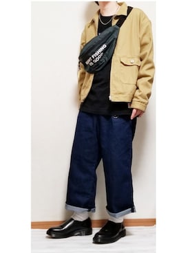 「Dr. Martens（ドクターマーチン）のアイテム（スリッポン）」を使った、しんしんさん（メンズ・168cm）の春コーディネート