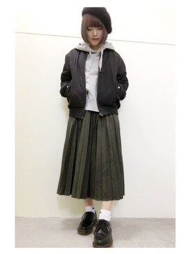 「スプリングSENSEOFPLACE」｜「アイテム（ブルゾン）」を使った、ぱぬ美さん（レディース・152cm）の冬コーディネート