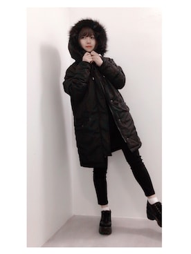 「ENVYM（アンビー）のアイテム（ダウンジャケット/コート）」を使った、ぱぬ美さん（レディース・152cm）の春コーディネート