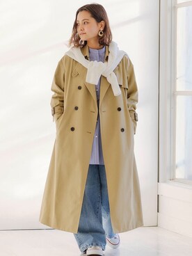 「green label relaxing（グリーンレーベルリラクシング）のアイテム（トレンチコート）」を使った、藤野（fujino）さん（レディース・152cm）の冬コーディネート