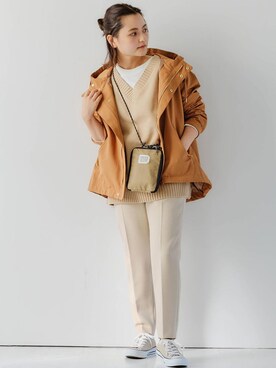 「green label relaxing（グリーンレーベルリラクシング）のアイテム（その他アウター）」を使った、藤野（fujino）さん（レディース・152cm）の冬コーディネート