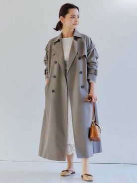 「green label relaxing（グリーンレーベルリラクシング）のアイテム（トレンチコート）」を使った、藤野（fujino）さん（レディース・152cm）の冬コーディネート