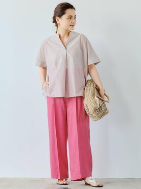 「カラーをプラス！冬から取り入れる、春色の装い」｜藤野（fujino）さん（レディース・152cm）の春コーディネート