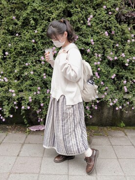 「アイテム（ドレス、グレー系）」を使った、00🍙さん（レディース・160cm）の春コーディネート