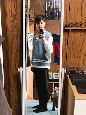 「コロナに負けない」｜「アイテム（スラックス）」を使った、syuraさん（メンズ・170cm）の春コーディネート