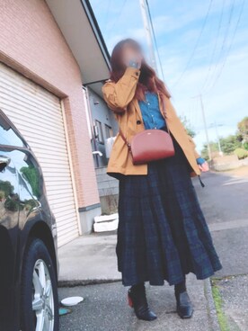 「TODAYFUL（トゥデイフル）のレザースクエアミュール（サンダル）」を使った、midoriさん（レディース・165cm）の秋コーディネート