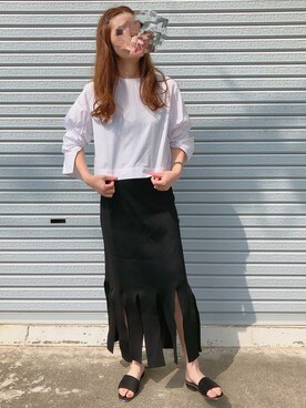 LE CIEL BLEU（ルシェルブルー）の「Strip Form Knit Skirt（スカート