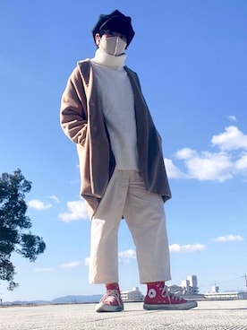 「SENSE OF PLACE by URBAN RESEARCH（センスオブプレイスバイアーバンリサーチ）のアイテム（チェスターコート）」を使った、かーくんさん（メンズ・170cm）の冬コーディネート