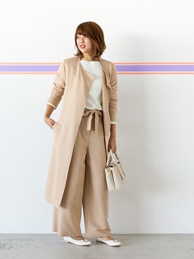 「NATURAL BEAUTY BASIC（ナチュラルビューティーベーシック）のアイテム（トレンチコート）」を使った、NBB STAFF 18さん（レディース・162cm）の春コーディネート