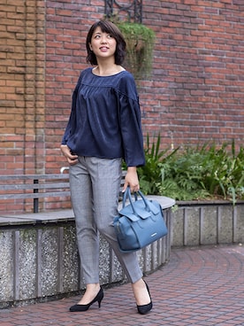 「ギャザーブラウス」｜NBB STAFF 18さん（レディース・162cm）の夏コーディネート