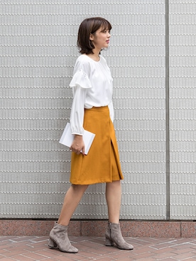 「膝丈スカート」｜NBB STAFF 18さん（レディース・162cm）の秋コーディネート