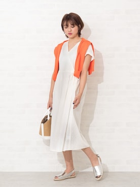 「アイテム（カーディガン/ボレロ、オレンジ系）」を使った、NBB STAFF 18さん（レディース・162cm）の春コーディネート