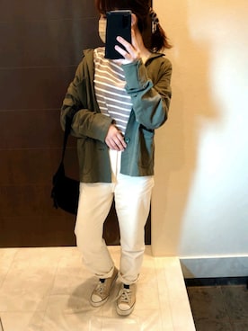 「Honeys（ハニーズ）のアイテム（ボディバッグ/ウエストポーチ）」を使った、𝕤𝕒𝕟𝕕𝕪さん（レディース・155cm）の春コーディネート