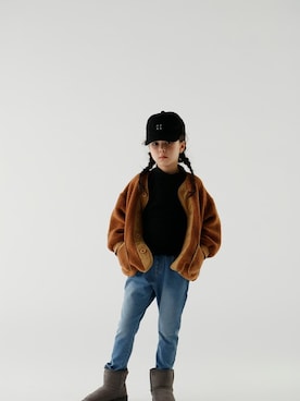 「アイテム（ノーカラージャケット）」を使った、DADWAYさん（キッズ・110cm）の秋コーディネート