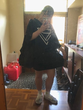 「sevens（セブンズ）のアイテム（シャツワンピース、ブラック系）」を使った、けぽさん（レディース・153cm）の夏コーディネート