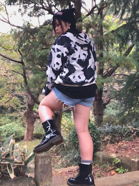 「原宿」｜「アイテム（ニットキャップ/ビーニー）」を使った、けぽさん（レディース・153cm）の秋コーディネート