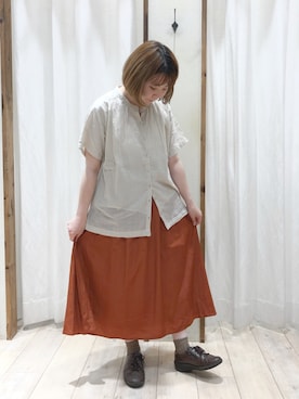 「Samansa Mos2 blue（サマンサモスモスブルー）のアイテム（スカート、オレンジ系）」を使った、ひきださん（レディース・157cm）の夏コーディネート