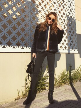 階上実穂さん（レディース・158cm）の冬コーディネート