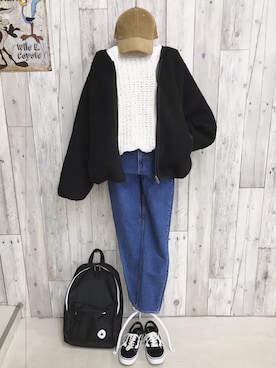 「コーデュロイキャップ」｜階上実穂さん（レディース・158cm）の秋コーディネート