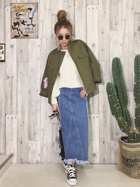 階上実穂さん（レディース・158cm）の冬コーディネート