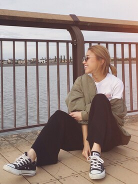 「アイテム（ブルゾン）」を使った、階上実穂さん（レディース・158cm・30代）の秋コーディネート