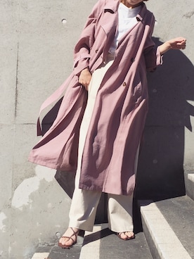 「シースルー」｜「アイテム（トレンチコート）」を使った、階上実穂さん（レディース・158cm）の春コーディネート