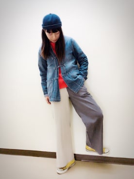 「go slow caravan」｜「アイテム（スウェット）」を使った、yamamoさん（レディース・167cm）の春コーディネート