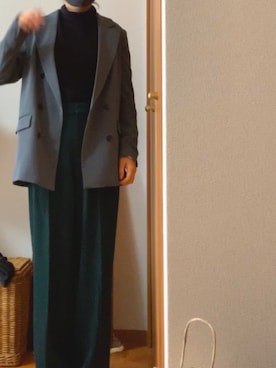 「H&M（エイチ・アンド・エム）のアイテム（ノーカラージャケット）」を使った、なおさん（レディース・156cm）の冬コーディネート
