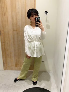 「白トップス」｜YASUKAさん（レディース・157cm・20代）の夏コーディネート