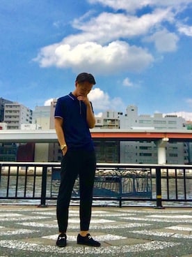 「AAA+（サンエープラス）のアイテム（モカシン/デッキシューズ）」を使った、ITSUKI さん（メンズ・175cm）の夏コーディネート