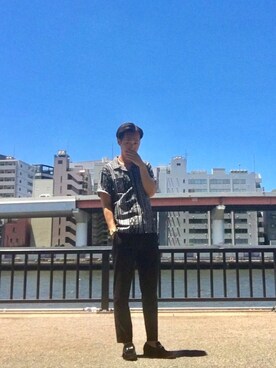 「AAA+（サンエープラス）のアイテム（モカシン/デッキシューズ）」を使った、ITSUKI さん（メンズ・175cm）の夏コーディネート