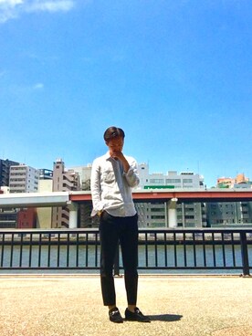 「AAA+（サンエープラス）のアイテム（モカシン/デッキシューズ）」を使った、ITSUKI さん（メンズ・175cm）の夏コーディネート