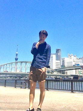 「AAA+（サンエープラス）のアイテム（モカシン/デッキシューズ）」を使った、ITSUKI さん（メンズ・175cm）の夏コーディネート