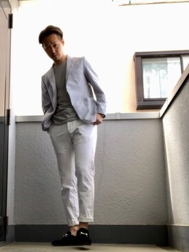 「AAA+（サンエープラス）のアイテム（モカシン/デッキシューズ）」を使った、ITSUKI さん（メンズ・175cm）の春コーディネート