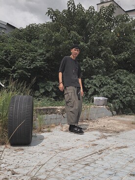 「JKS Shopのアイテム（チノパンツ、その他）」を使った、x415さん（メンズ・183cm）の夏コーディネート