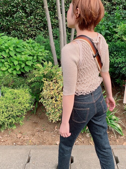 Ameri（アメリ）の「MEDI CROCHET LAYERED KNIT（ニット/セーター