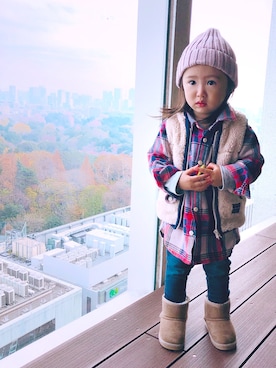 「babygap」｜「アイテム（ニットキャップ/ビーニー）」を使った、yuu313さん（キッズ・80cm）の冬コーディネート