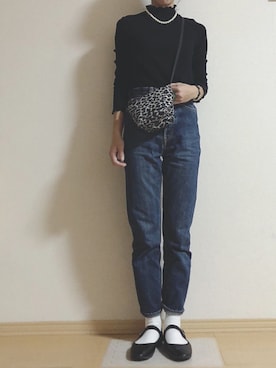 「SVEC（シュベック）のカンフーシューズ kung fu Shoes / ストラップパンプス（バレエシューズ）」を使った、km410さん（レディース・158cm）の秋コーディネート