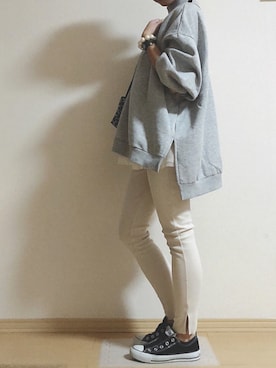「アイラブCONVERSE」｜km410さん（レディース・158cm）の冬コーディネート