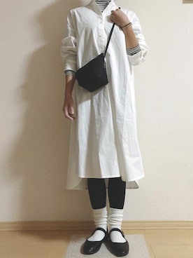 「SVEC（シュベック）のカンフーシューズ kung fu Shoes / ストラップパンプス（バレエシューズ）」を使った、km410さん（レディース・158cm）の冬コーディネート