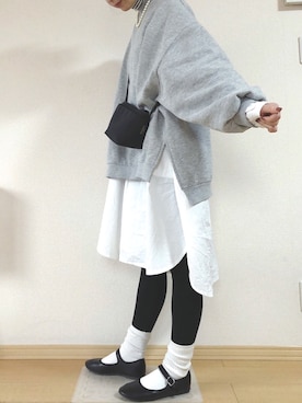 「SVEC（シュベック）のカンフーシューズ kung fu Shoes / ストラップパンプス（バレエシューズ）」を使った、km410さん（レディース・158cm）の冬コーディネート