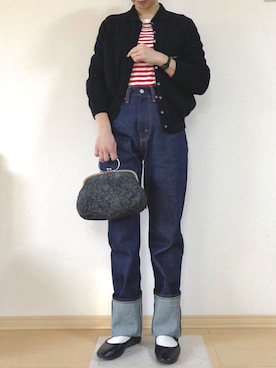 「SVEC（シュベック）のカンフーシューズ kung fu Shoes / ストラップパンプス（バレエシューズ）」を使った、km410さん（レディース・158cm）の冬コーディネート